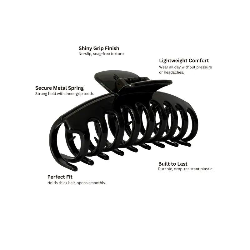 Large Black Hair Claw Clips Pack of 2 – Strong Hold Women’s Matte Hair Accessories