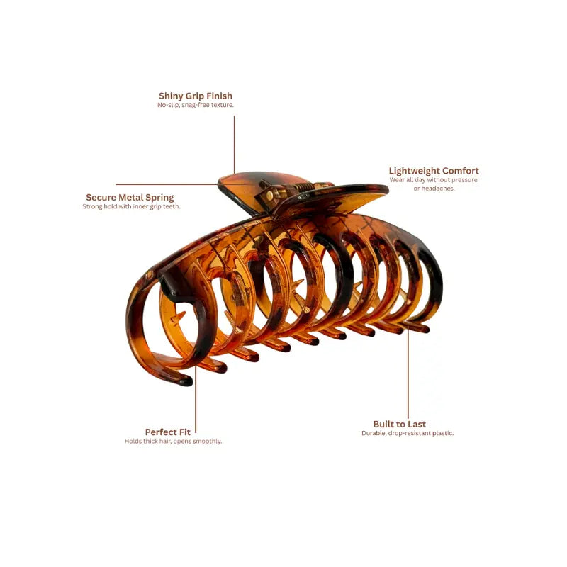 Large Brown Tortoise Shell Hair Claw Clips Pack of 2 – Strong Hold Women’s Hair Accessories