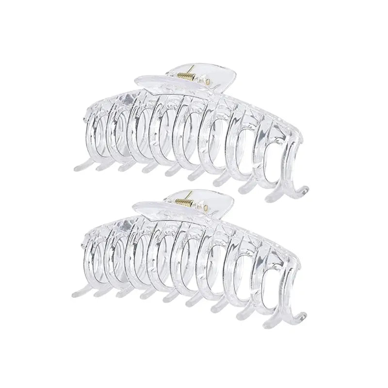 Large Clear Hair Claw Clips Pack of 2 – Transparent Strong Hold Women’s Hair Accessories