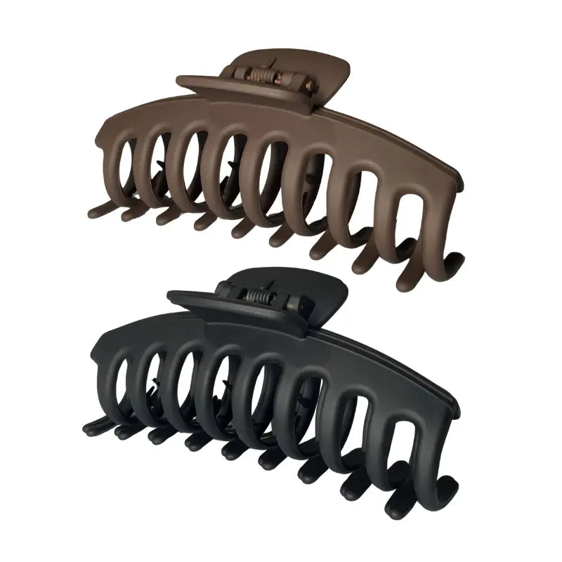 Matte Brown and Matte Black Hair Claw Clips Pack of 2 – Large 11cm Strong Hold Non-Slip Hair Accessories