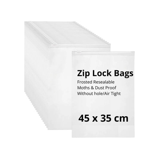 45×35cm Frosted Zip Lock Storage Bags Pack of 12 – Airtight Waterproof Moth & Dust Proof